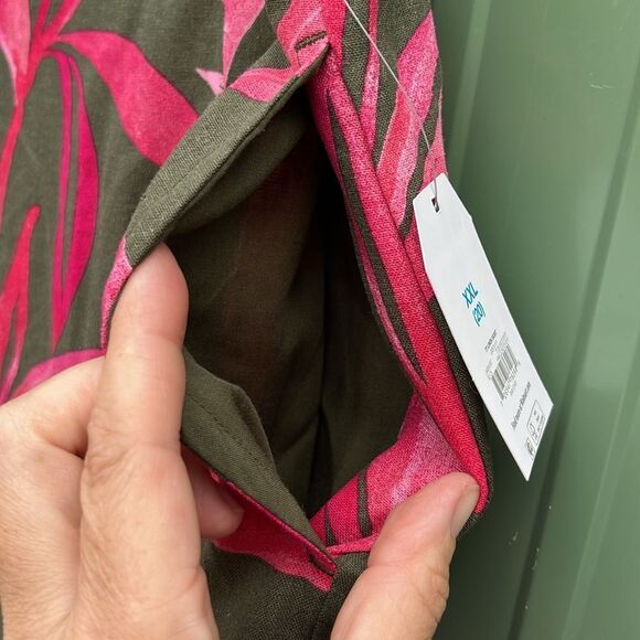 Women's Hawaiian Tropical Print Linen-Blend Slip Skirt with Side Slit, Size XL - Picture 5 of 12